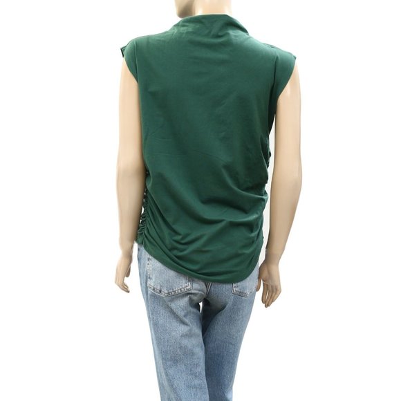 Maeve Anthropologie Mock-Neck Shell Tank Blouse Top Solid Ruched - Picture 7 of 8